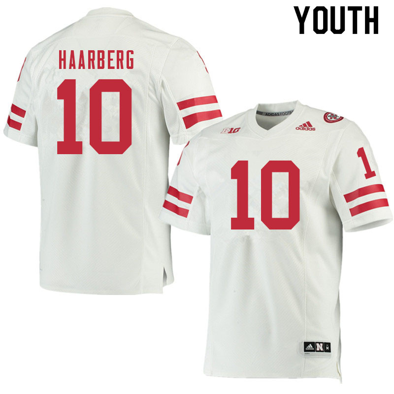 Youth #10 Heinrich Haarberg Nebraska Cornhuskers College Football Jerseys Sale-White - Click Image to Close